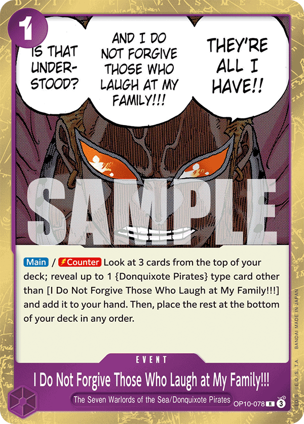 I Do Not Forgive Those Who Laugh at My Family!!! One Piece card