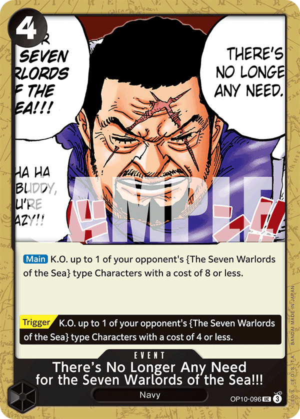 There’s No Longer Any Need for the Seven Warlords of the Sea!!! One Piece card