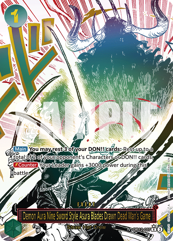 Demon Aura Nine Sword Style Asura Blades Drawn Dead Man's Game One Piece card