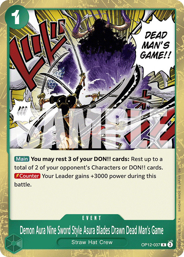 Demon Aura Nine Sword Style Asura Blades Drawn Dead Man's Game One Piece card