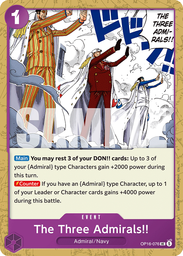 The Three Admirals!! One Piece card