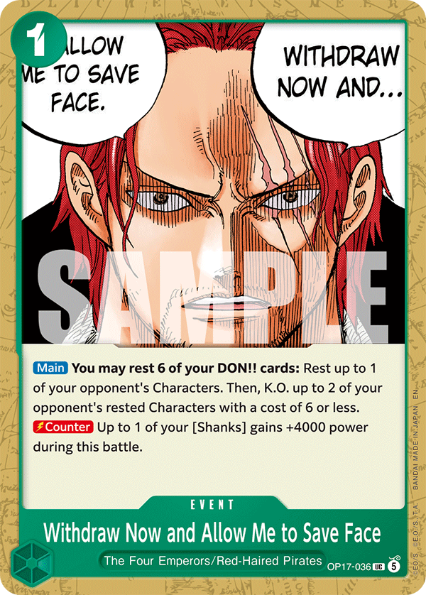Withdraw Now and Allow Me to Save Face One Piece card
