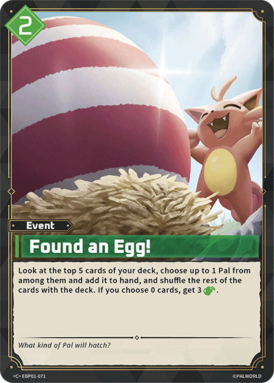 Found an Egg! Palworld card