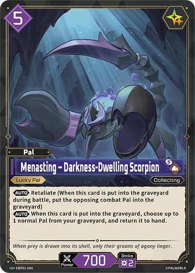 Menasting – Darkness-Dwelling Scorpion Palworld card