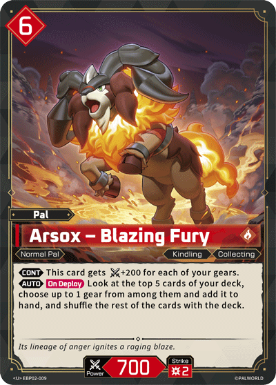 Arsox – Blazing Fury Palworld card