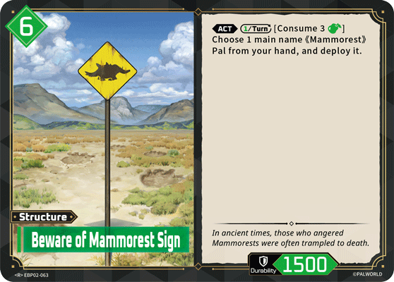 Beware of Mammorest Sign Palworld card
