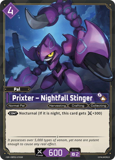 Prixter – Nightfall Stinger Palworld card