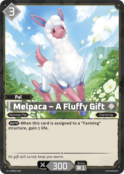 Melpaca – A Fluffy Gift Palworld card