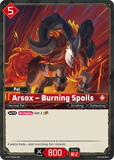Arsox – Burning Spoils Palworld card