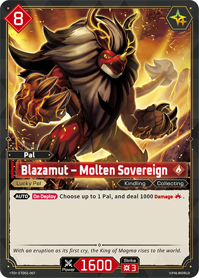Blazamut – Molten Sovereign Palworld card