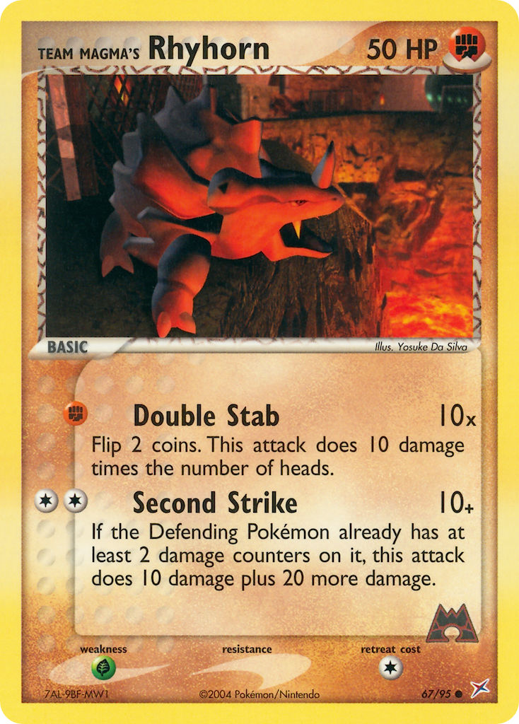 Team Magma's Rhyhorn Pokémon card