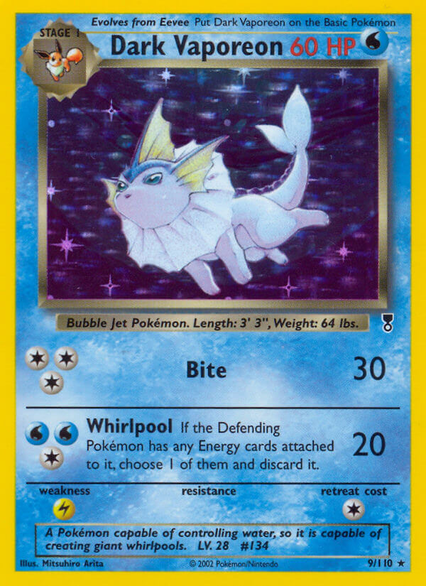 Dark Vaporeon Pokémon card