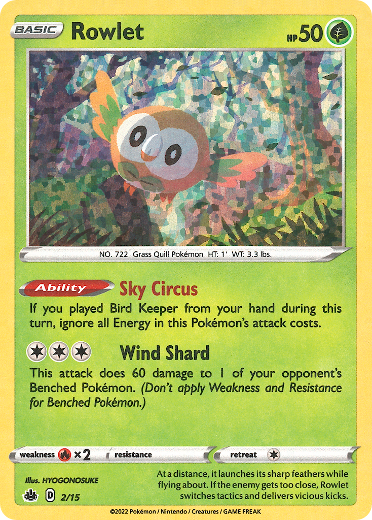 Rowlet Pokémon card