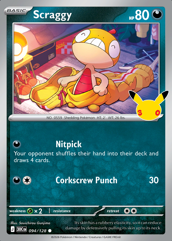 Scraggy Pokémon card