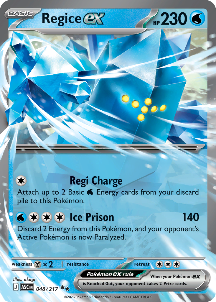 Regice ex Pokémon card
