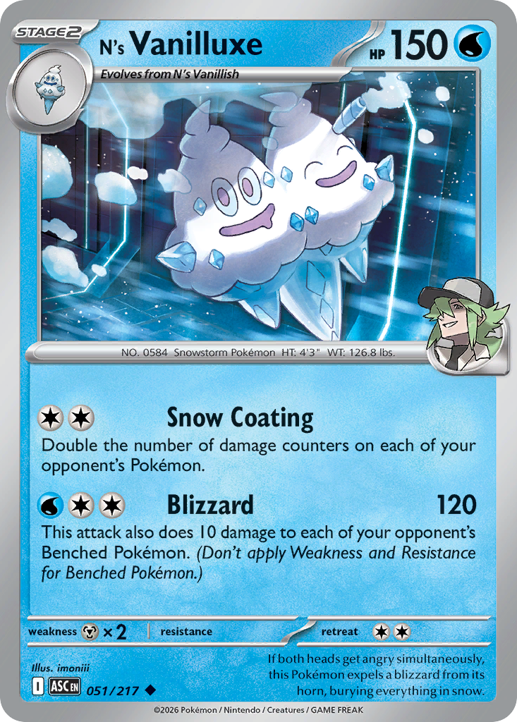 N's Vanilluxe Pokémon card