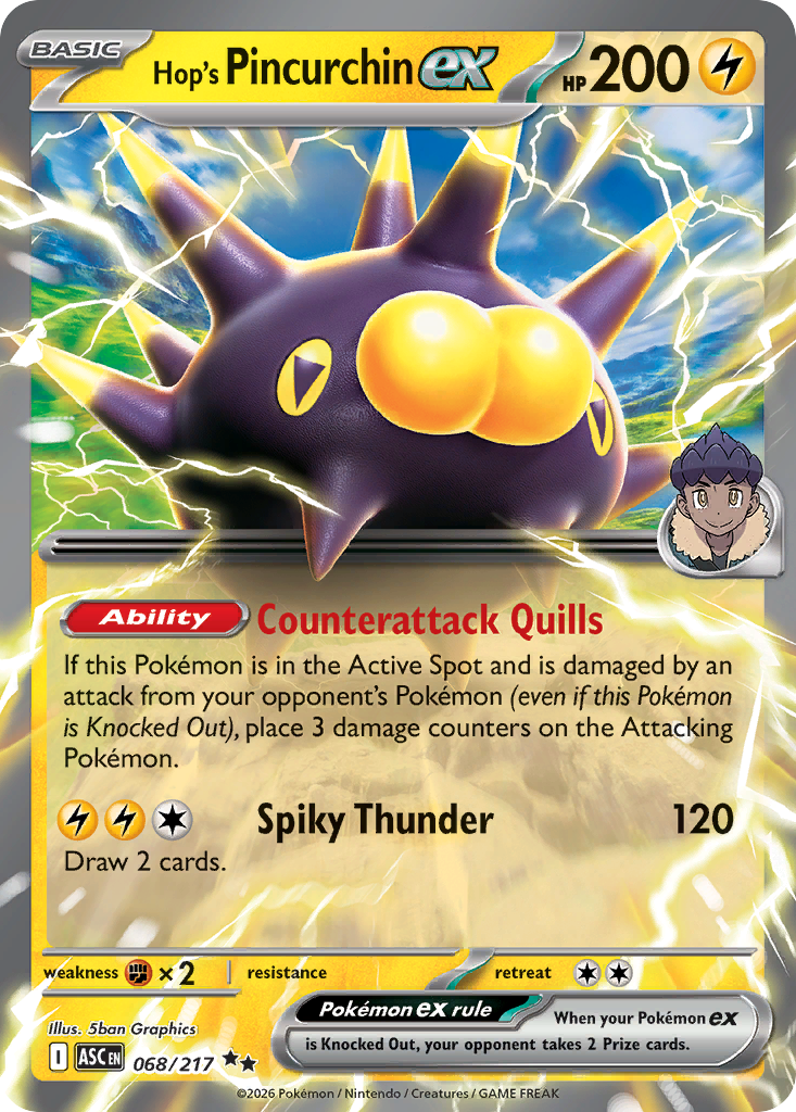 Hop's Pincurchin ex Pokémon card