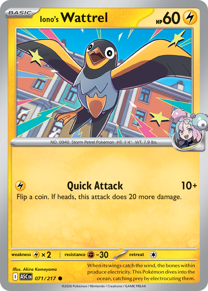 Iono's Wattrel Pokémon card