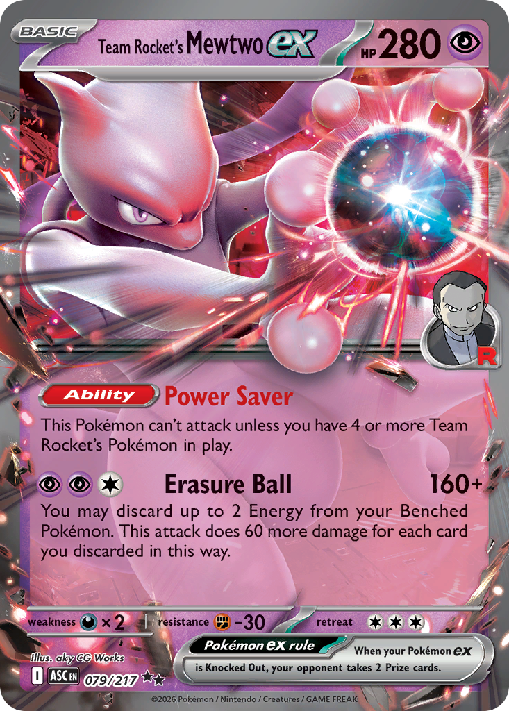 Team Rocket's Mewtwo ex Pokémon card