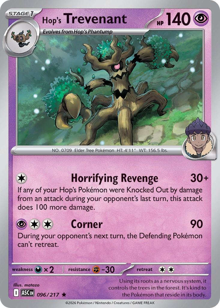 Hop's Trevenant Pokémon card