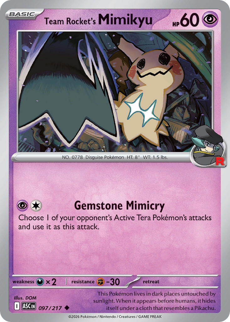 Team Rocket's Mimikyu Pokémon card
