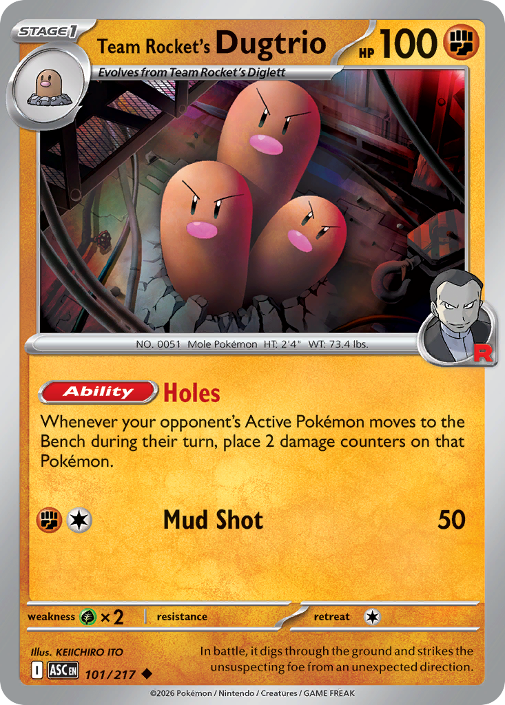 Team Rocket's Dugtrio Pokémon card