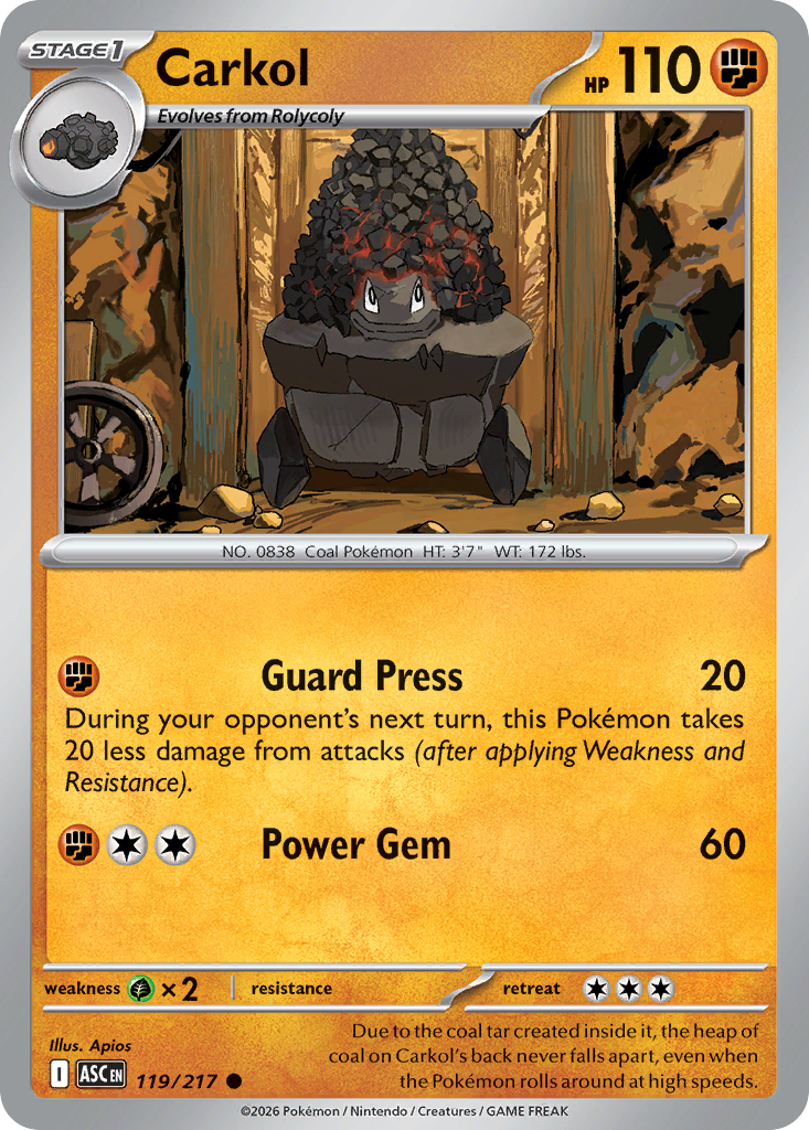 Carkol Pokémon card