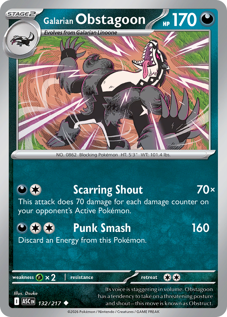 Galarian Obstagoon Pokémon card