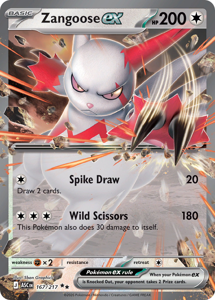 Zangoose ex Pokémon card