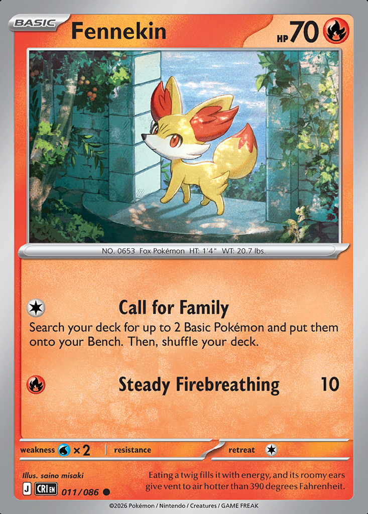 Fennekin Pokémon card