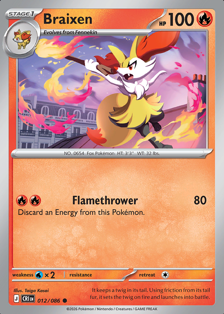Braixen Pokémon card