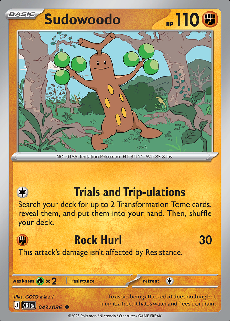 Sudowoodo Pokémon card