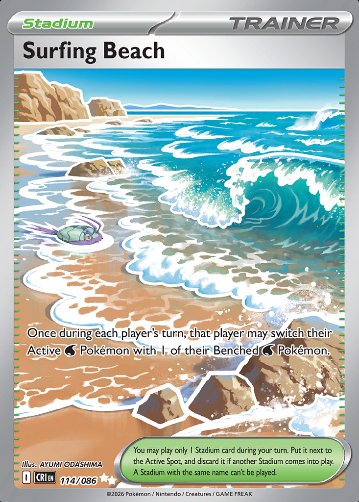 Surfing Beach Pokémon card