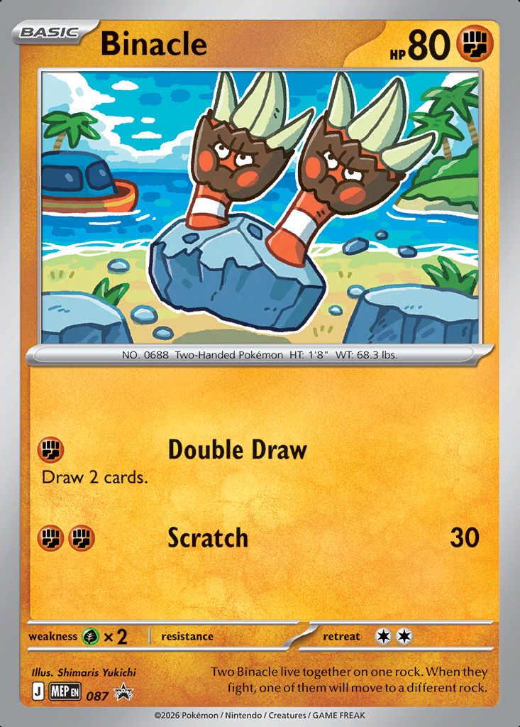 Binacle Pokémon card