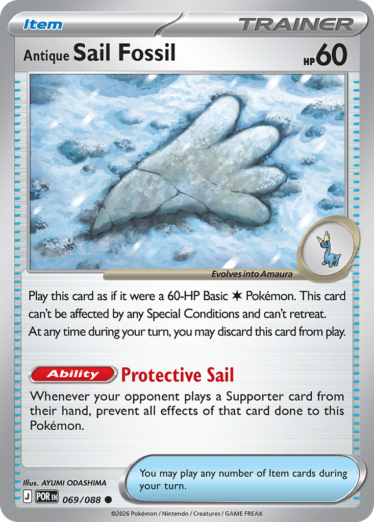 Antique Sail Fossil Pokémon card