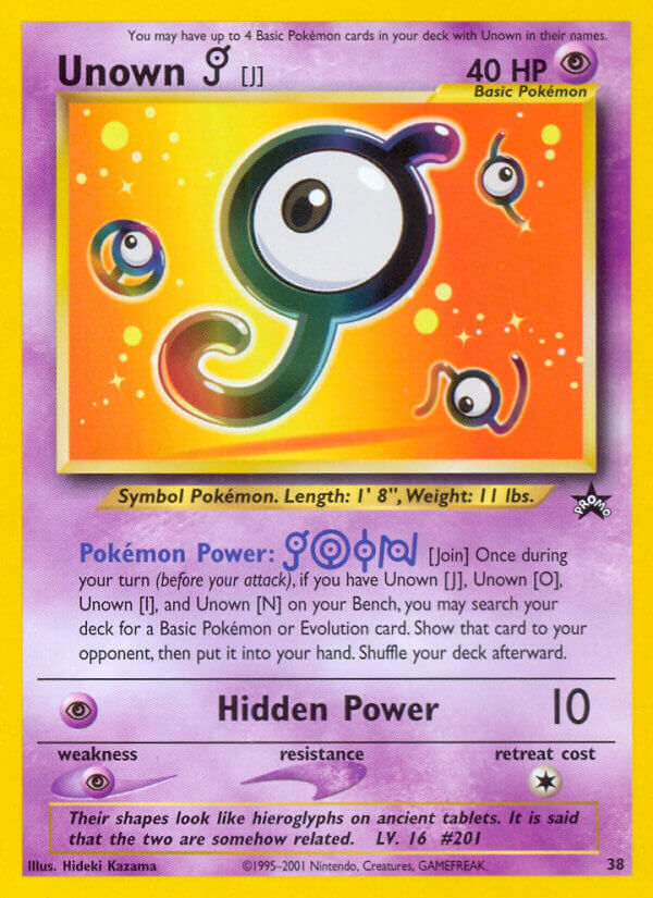 Unown J Pokémon card