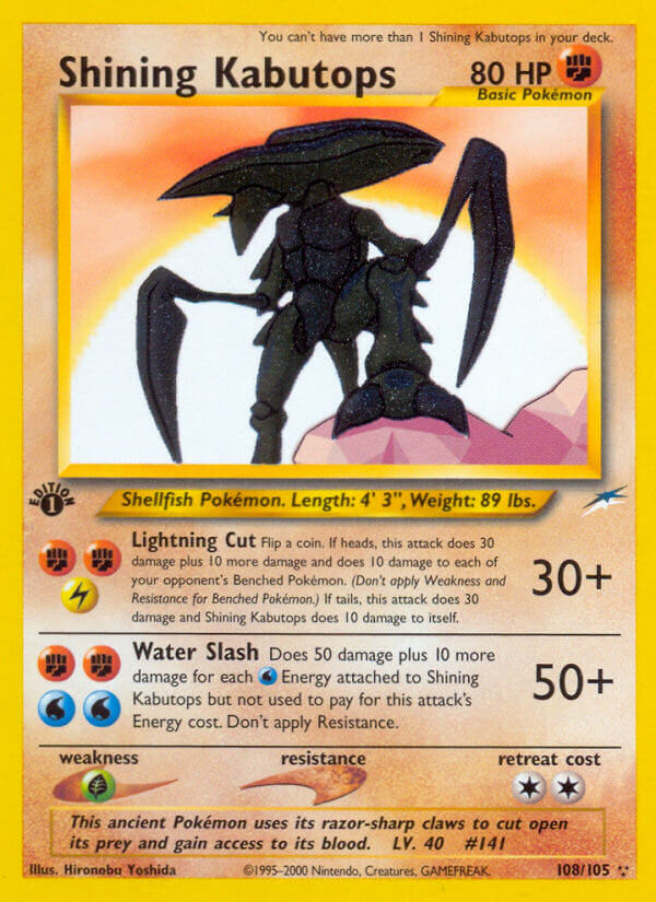 Shining Kabutops Pokémon card