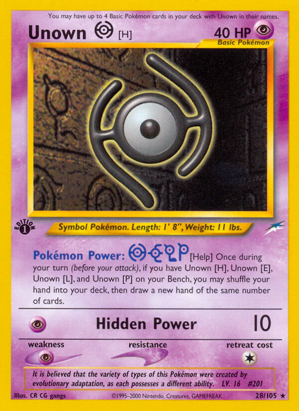 Unown H Pokémon card