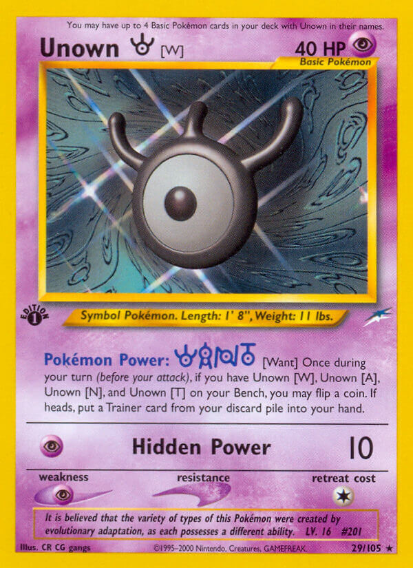 Unown W Pokémon card