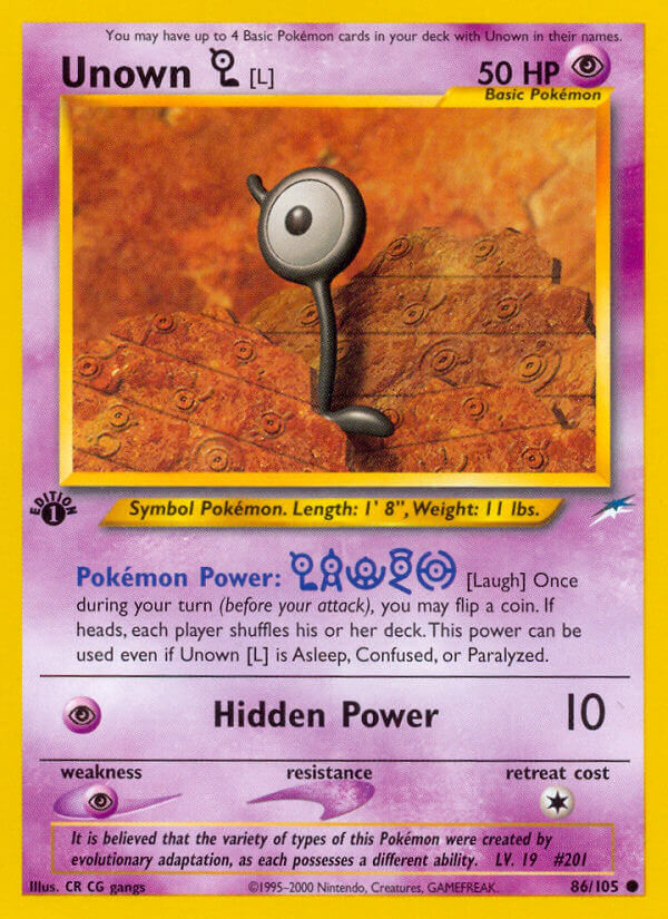 Unown L Pokémon card