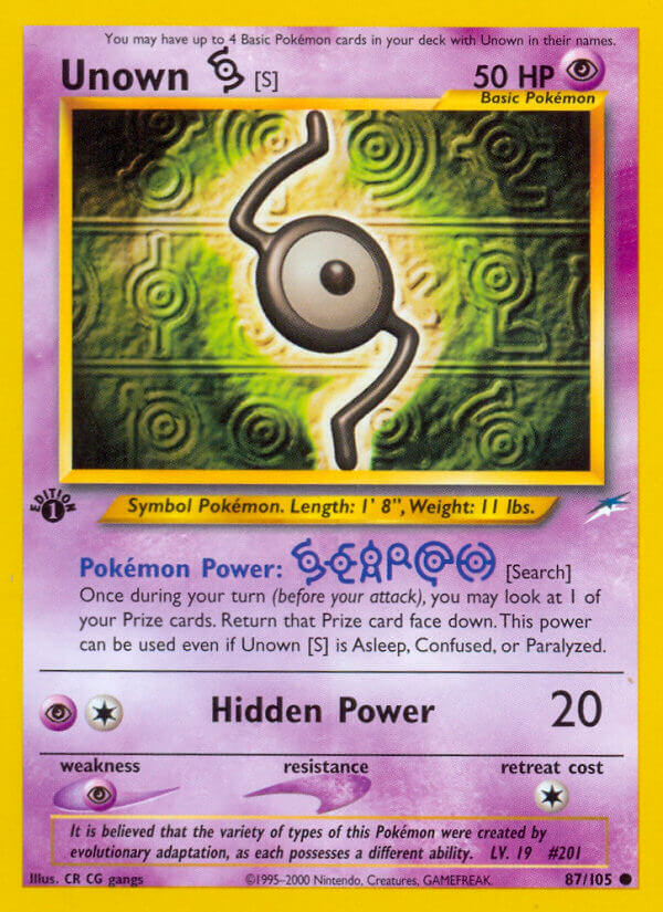 Unown S Pokémon card