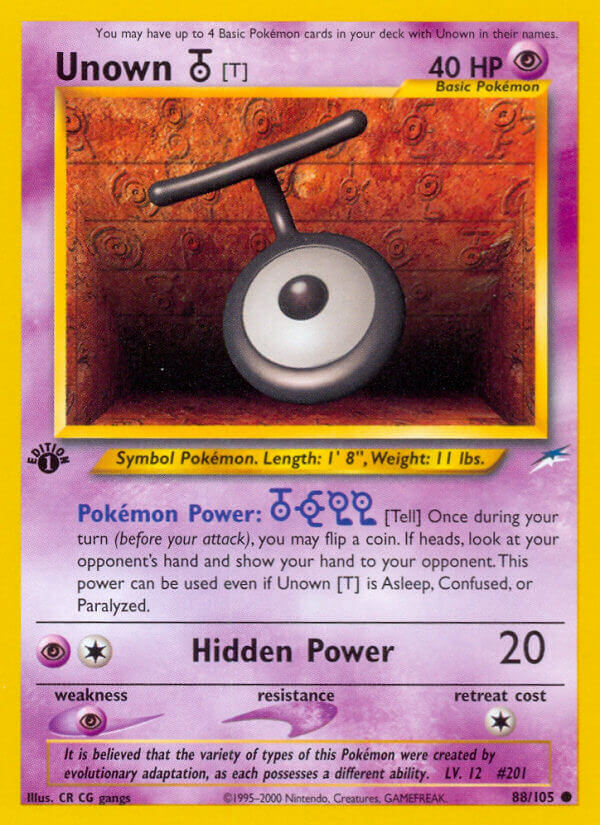 Unown T Pokémon card