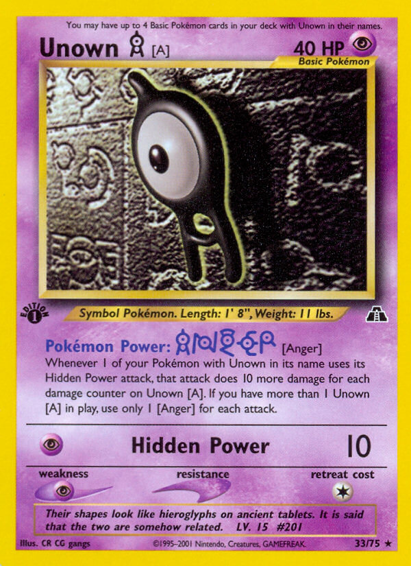 Unown A Pokémon card