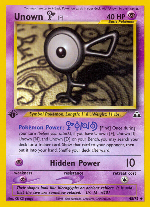 Unown F Pokémon card