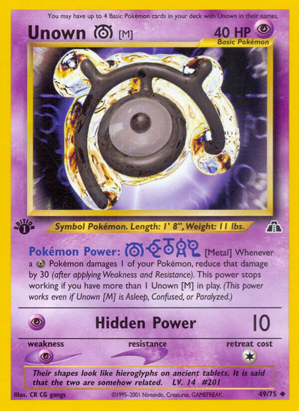 Unown M Pokémon card