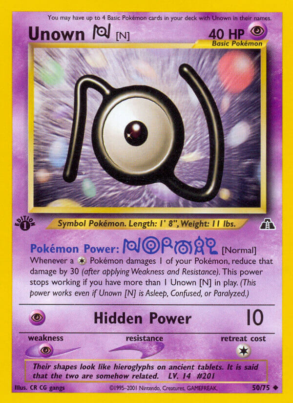 Unown N Pokémon card