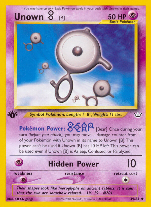 Unown B Pokémon card