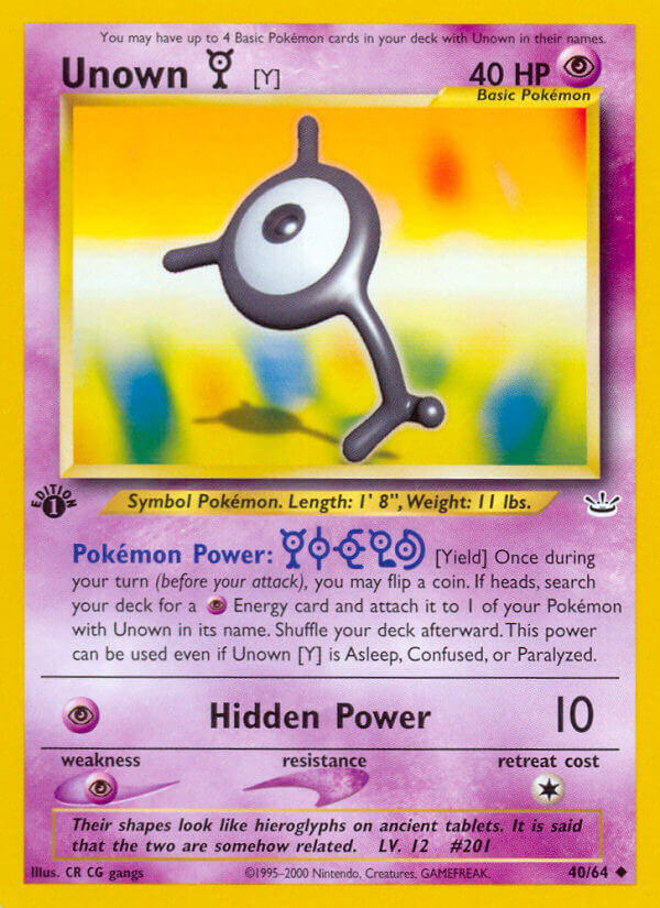Unown Y Pokémon card