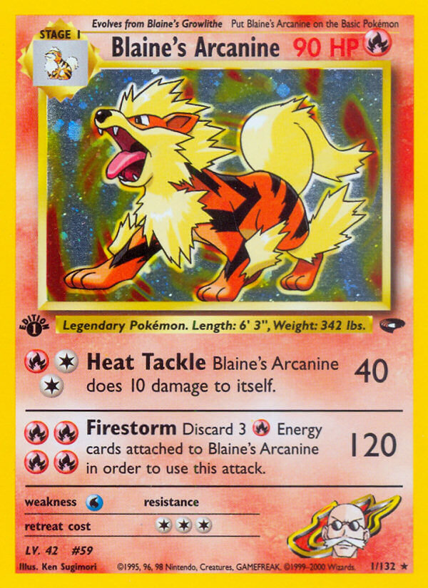 Blaine's Arcanine Pokémon card