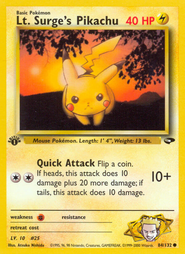 Lt. Surge's Pikachu Pokémon card